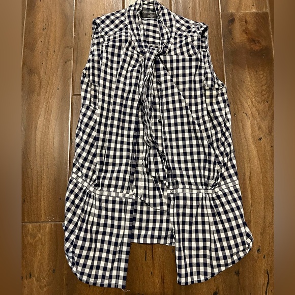 Norma Kamali Black and White Gingham Blouse - Picture 2 of 3